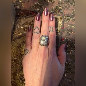 Jen Crowe sliver scarab ring